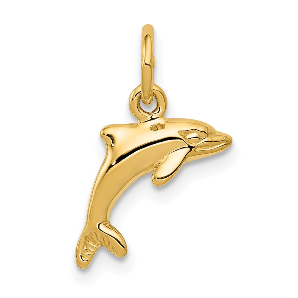 14k Yellow Gold 13 mm Dolphin Pendant (0.52 grams)