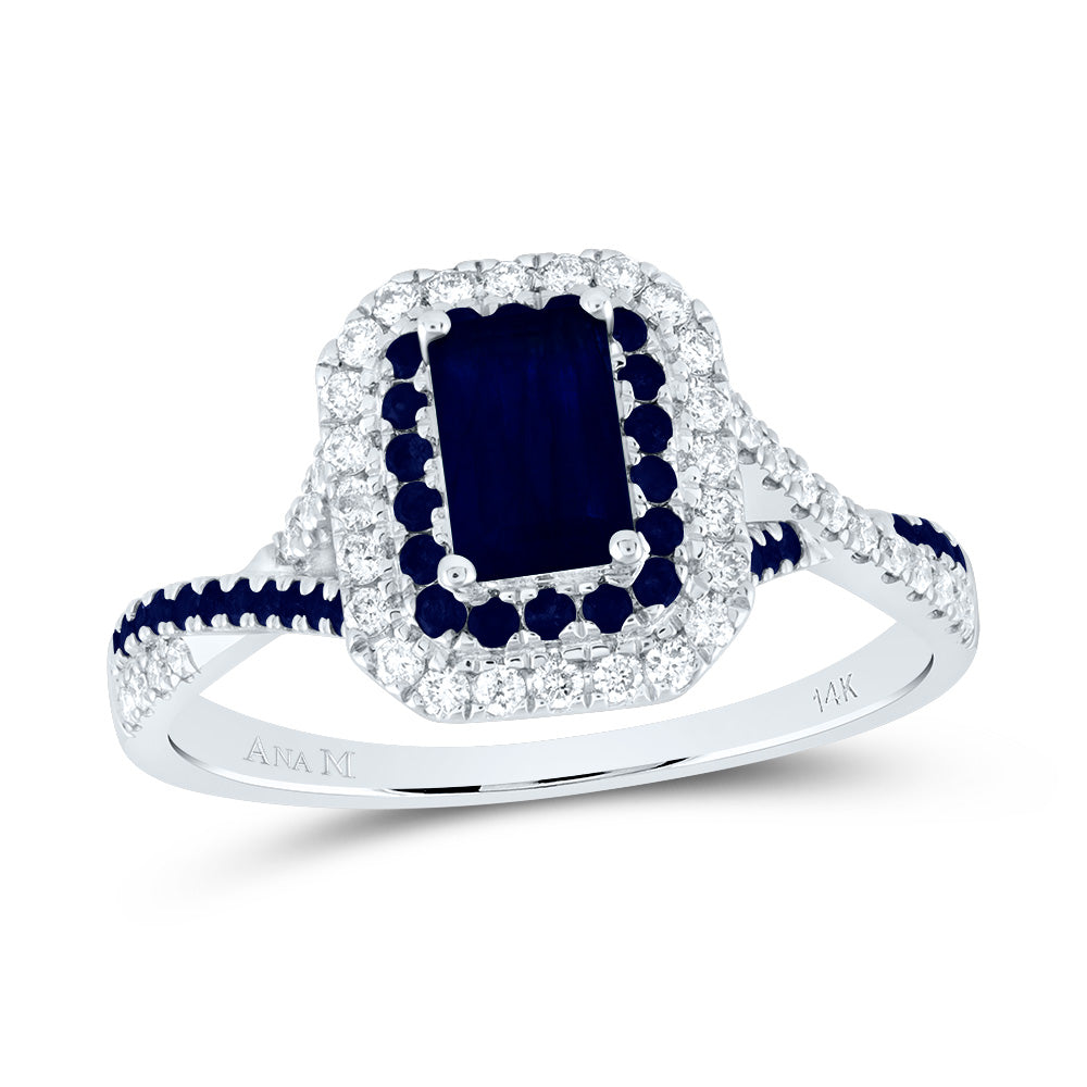 1/5Ctw-Dia Ana M 1/5Ctw-Rd-Bs 6X4Mm Em-Bs Nat Gem Double Halo Bridal Ring (2.91 grams)