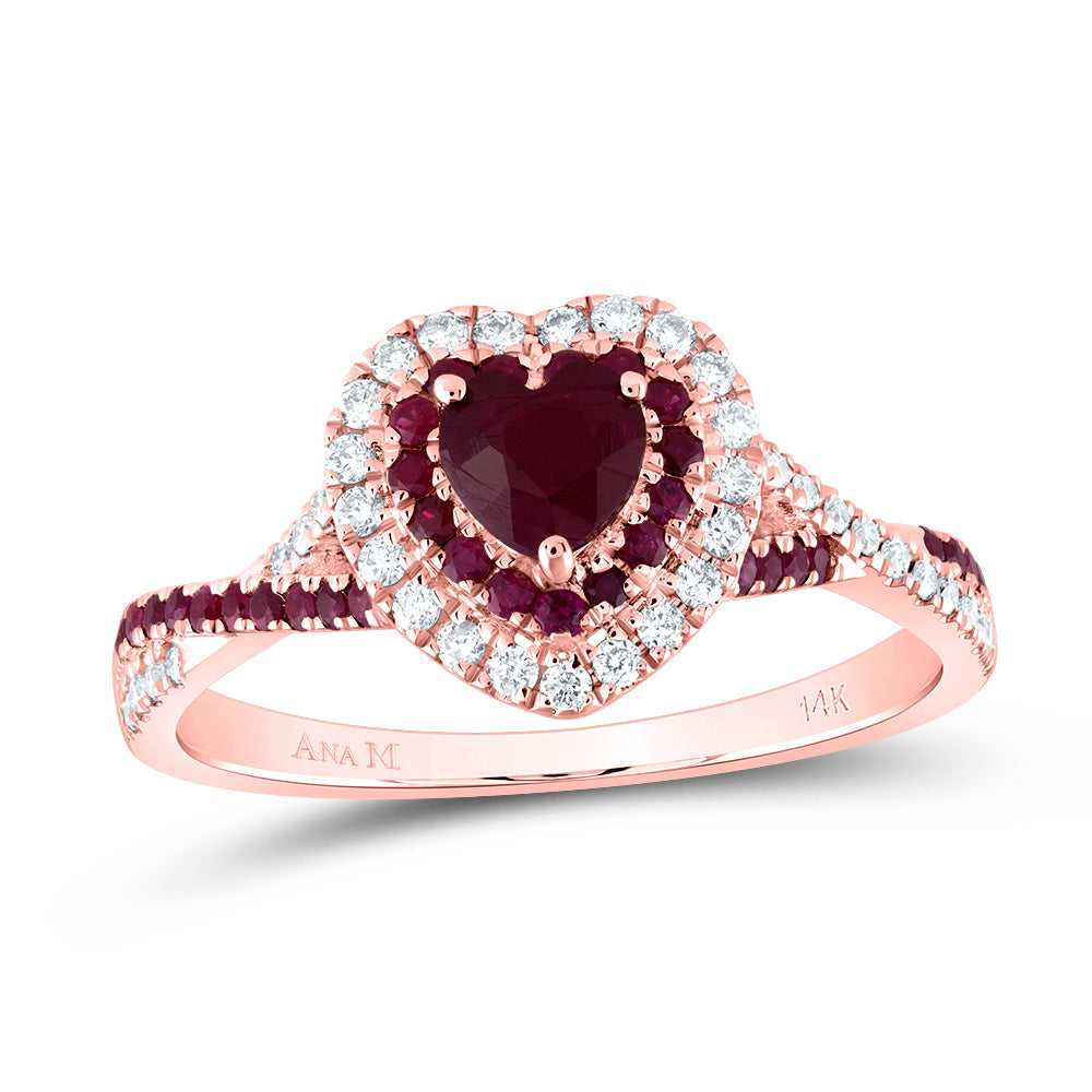 1/5Ctw-Dia Ana M 1/4Ctw-Rd-Ru 4.5Mm Ht-Ru Nat Gem Double Halo Bridal Ring (2.82 grams)