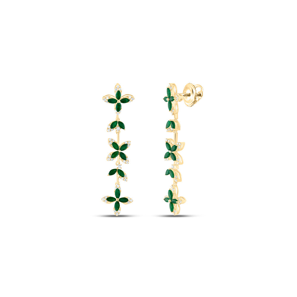 1/2Ctw-Dia Ana M 2 1/2Ctw-Mq-Em Nat Gem Dangling Earring