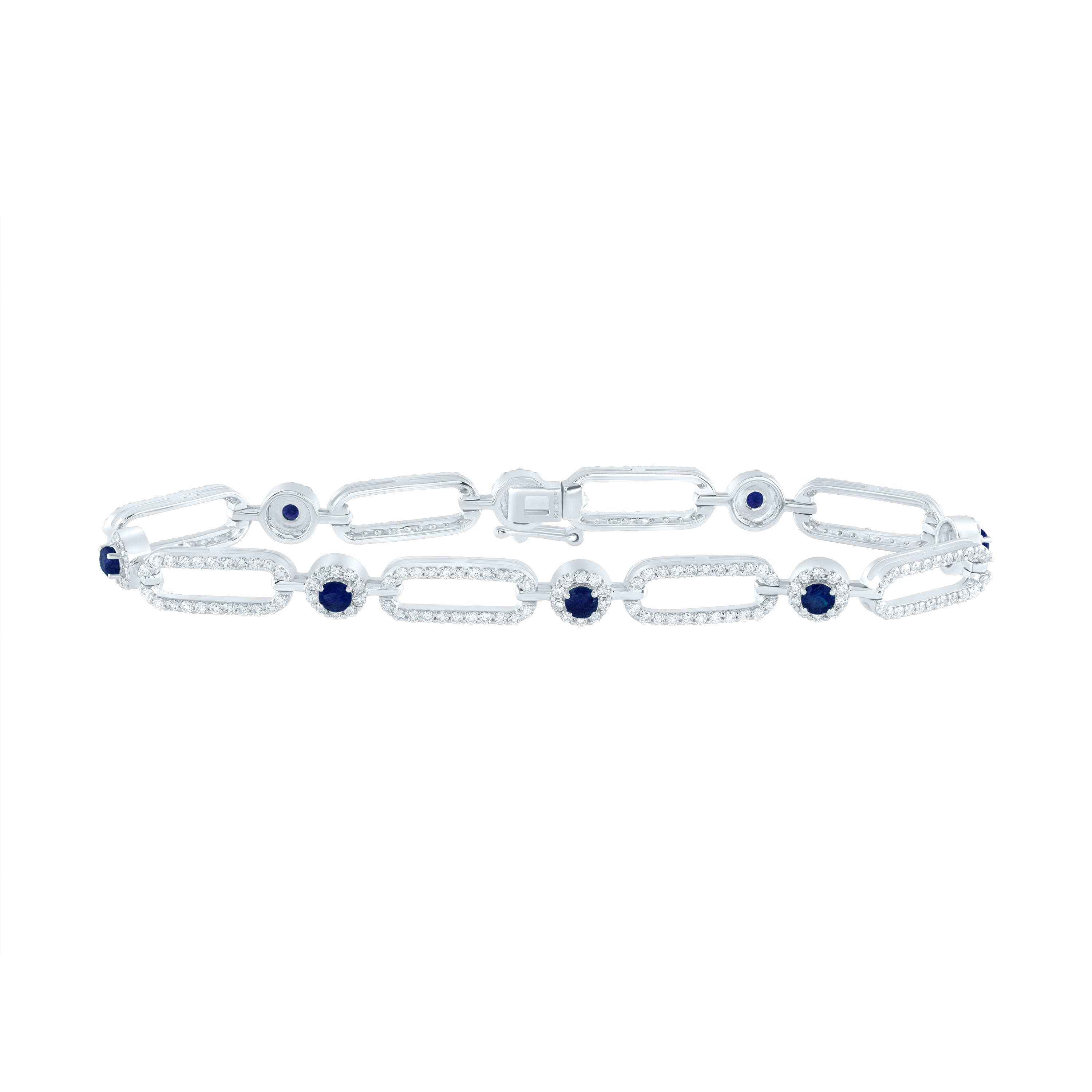 2 Ctw-Nat Dia Ana M 1Ctw Rd-Bs Nat Gem Paper Clip Bracelet (7 Inch) (10.07 grams)