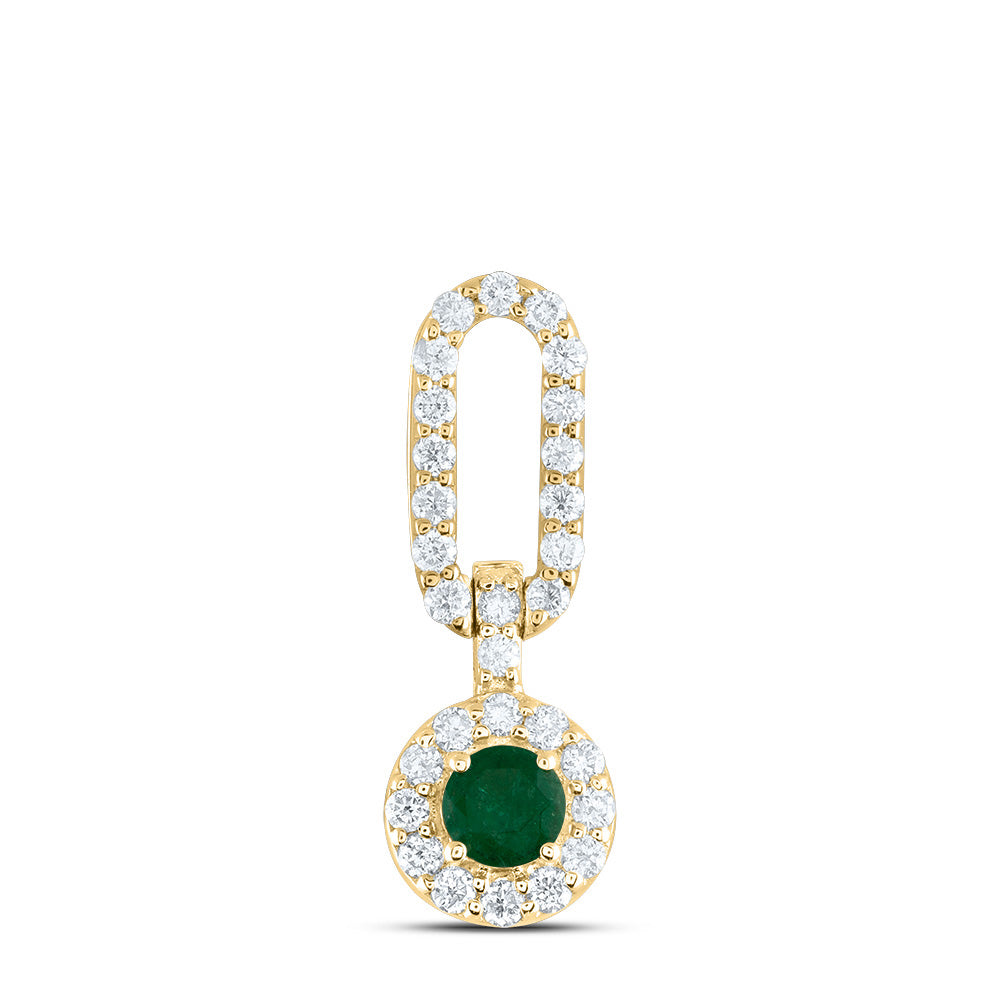 1/6Ctw-Dia Ana M 1/10Ctw Rd-Em Nat Gem Paper Clip Pendant (0.63 grams)