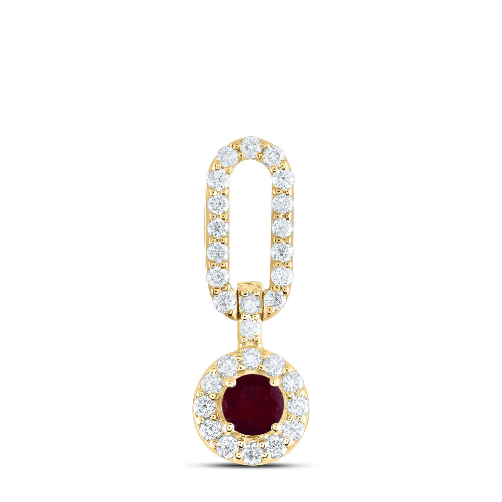 1/6Ctw-Dia Ana M 1/8Ctw Rd-Ru Nat Gem Paper Clip Pendant (0.655 grams)