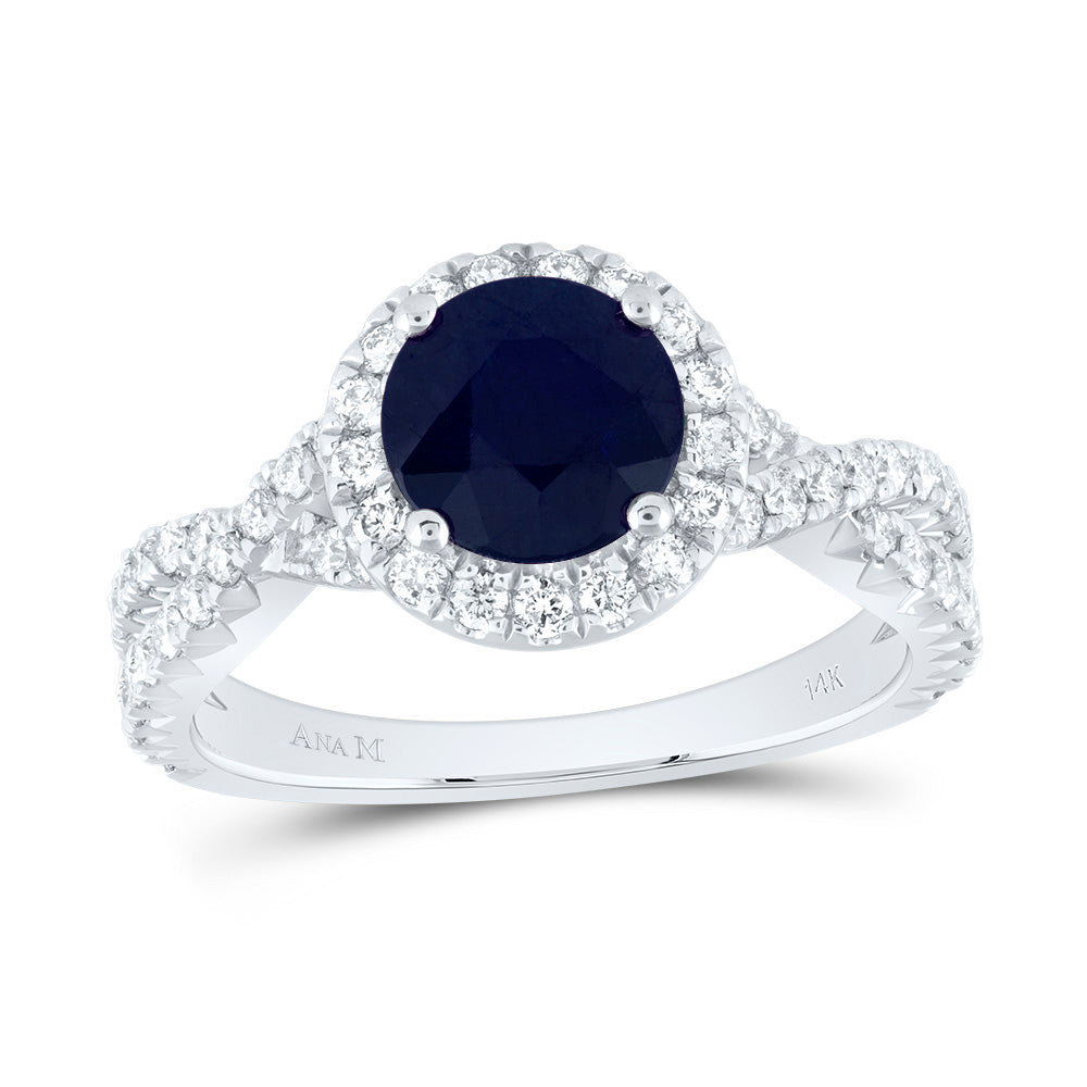 3/4Ctw-Dia Ana M 7Mm-Rd-Bs Nat Gem Single Halo Engagement Ring (4.64 grams)