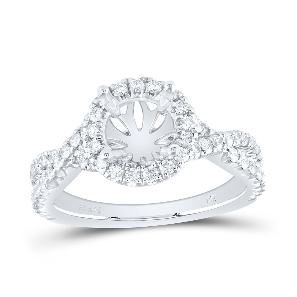 5/8Ctw-Dia Ana M 1 1/2Ct-Crd Semi-Mount Single Halo Engagement Ring (4.63 grams)