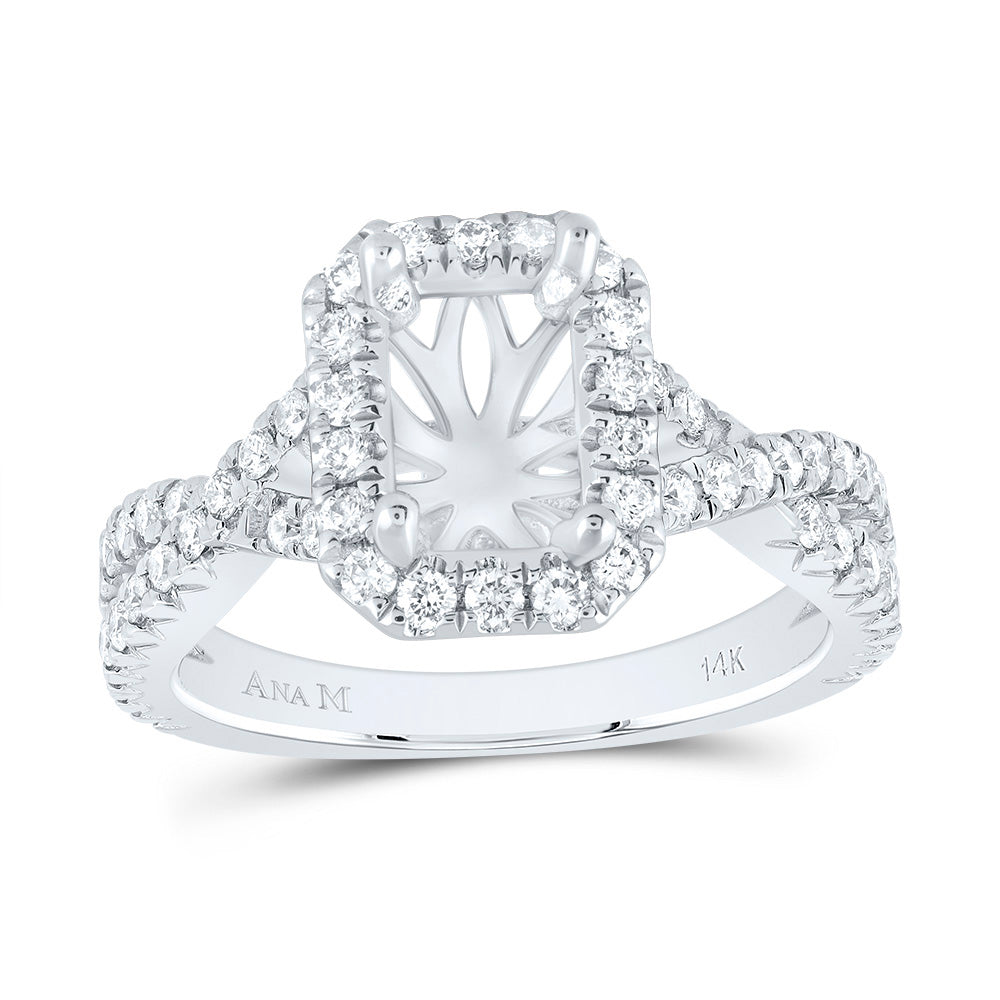 3/4Ctw-Dia Ana M 1 3/4Ct-Coct Semi-Mount Single Halo Engagement Ring (4.83 grams)