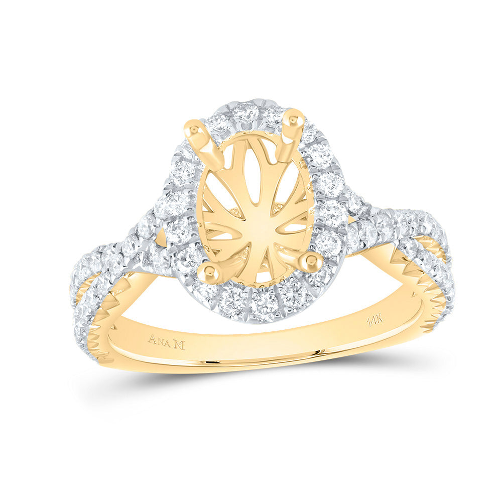 3/4Ctw-Dia Ana M 2Ct-Cov Semi-Mount Single Halo Engagement Ring  (4.8 grams)
