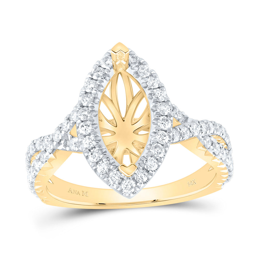 3/4Ctw-Diamond Ana M 1 1/2Ct-Cmq Semi-Mount Single Halo Engagement Ring (5.1 grams)