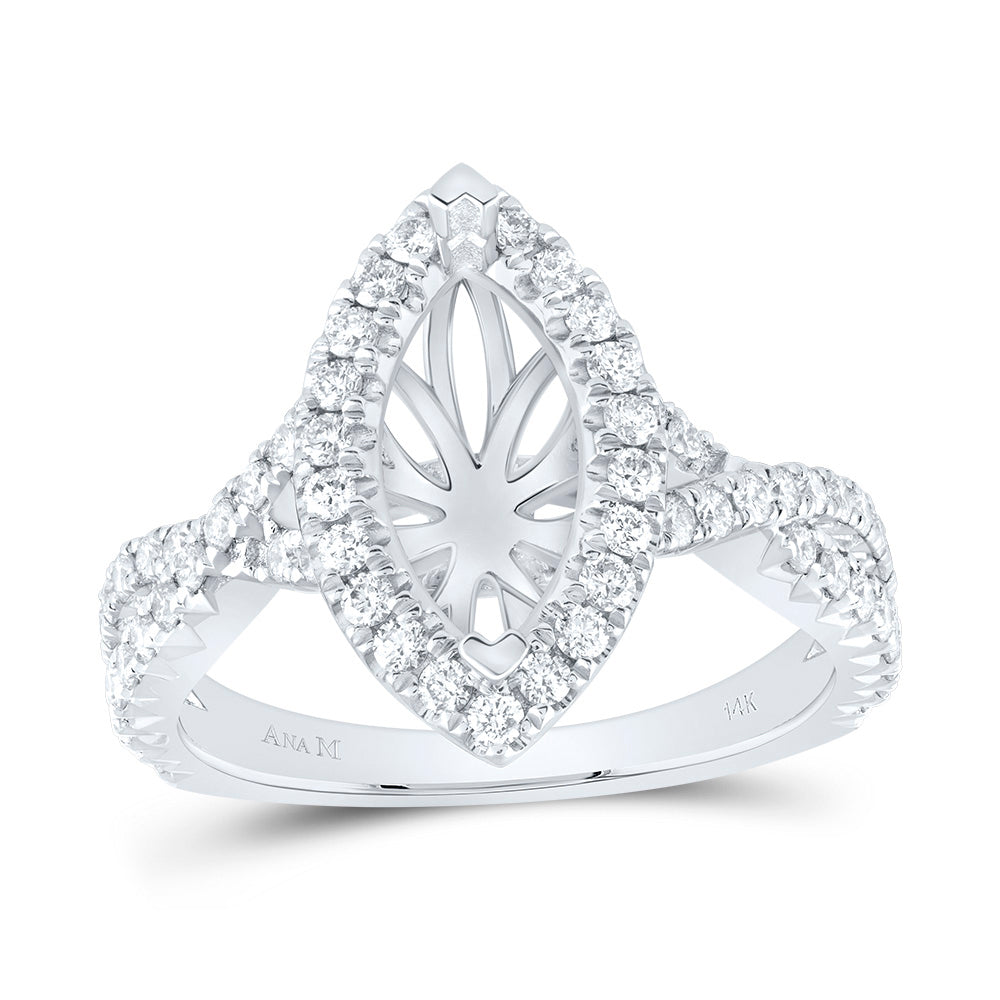 3/4Ctw-Dia Ana M 1 1/2Ct-Cmq Semi-Mount Single Halo Engagement Ring  (5.05 grams)