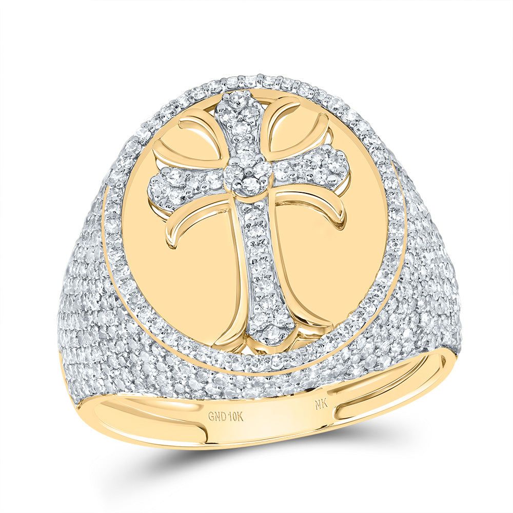 1 7/8Ctw-Dia Nk Crome Cross Mens Ring (4.61 grams)