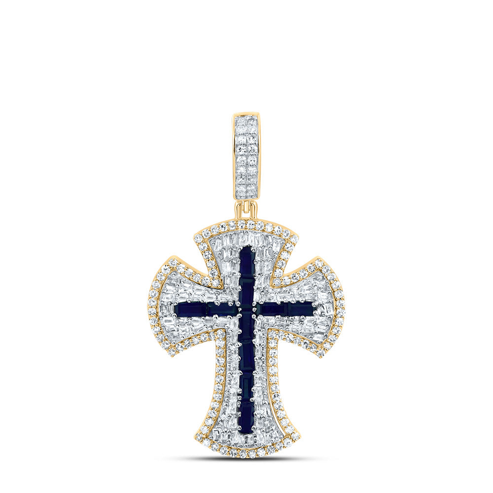 1Ctw-Dia Nk 1Ct-Bag-Bs Nat Gem Cross Mens Charm (4.214 grams)