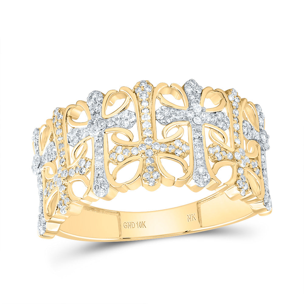 3/8Ctw-Dia Nk Crome Cross Mens Ring (2.52 grams)