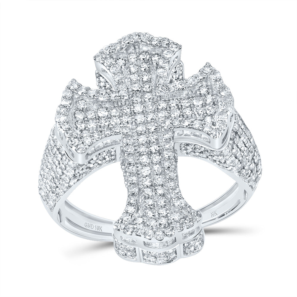 2 5/8Ctw-Dia Nk Crome Cross Mens Ring (6.55 grams)