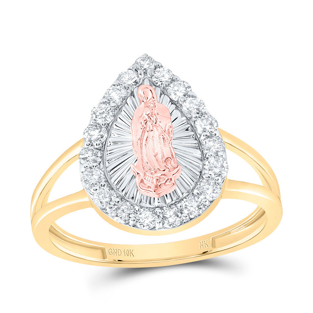 1/2Ctw-Dia Nk Fashion Virgin Mother Mary Pear Ladies Ring (2.62 grams)