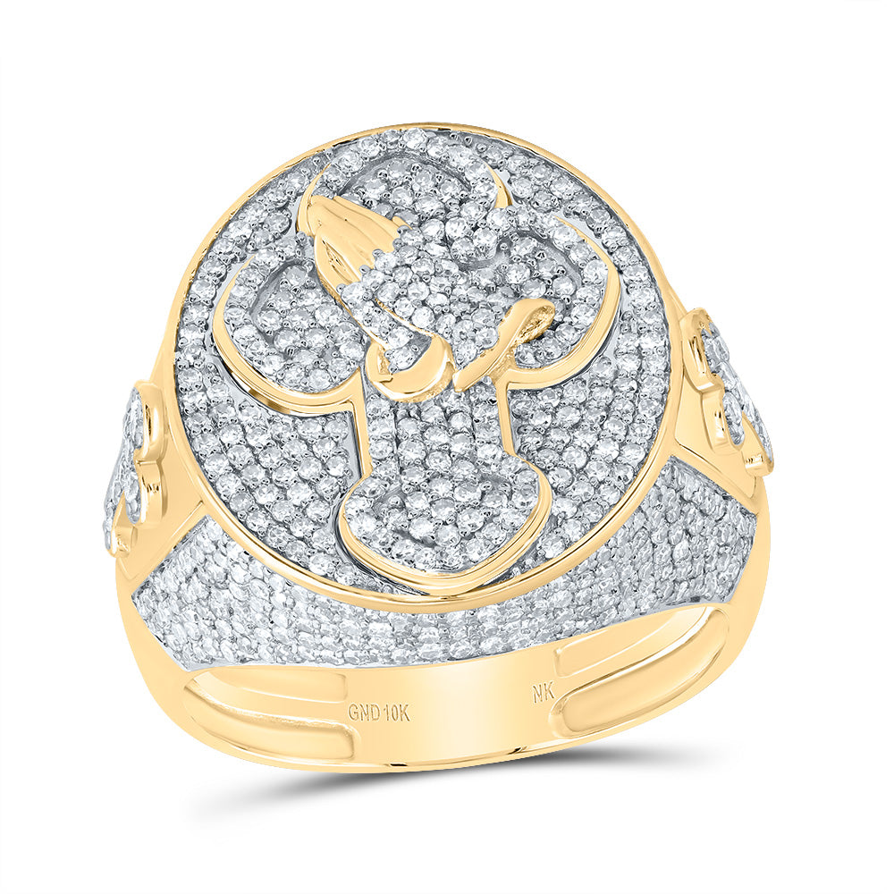 1 7/8Ctw-Dia Nk Cross Mens Ring (8.74 grams)