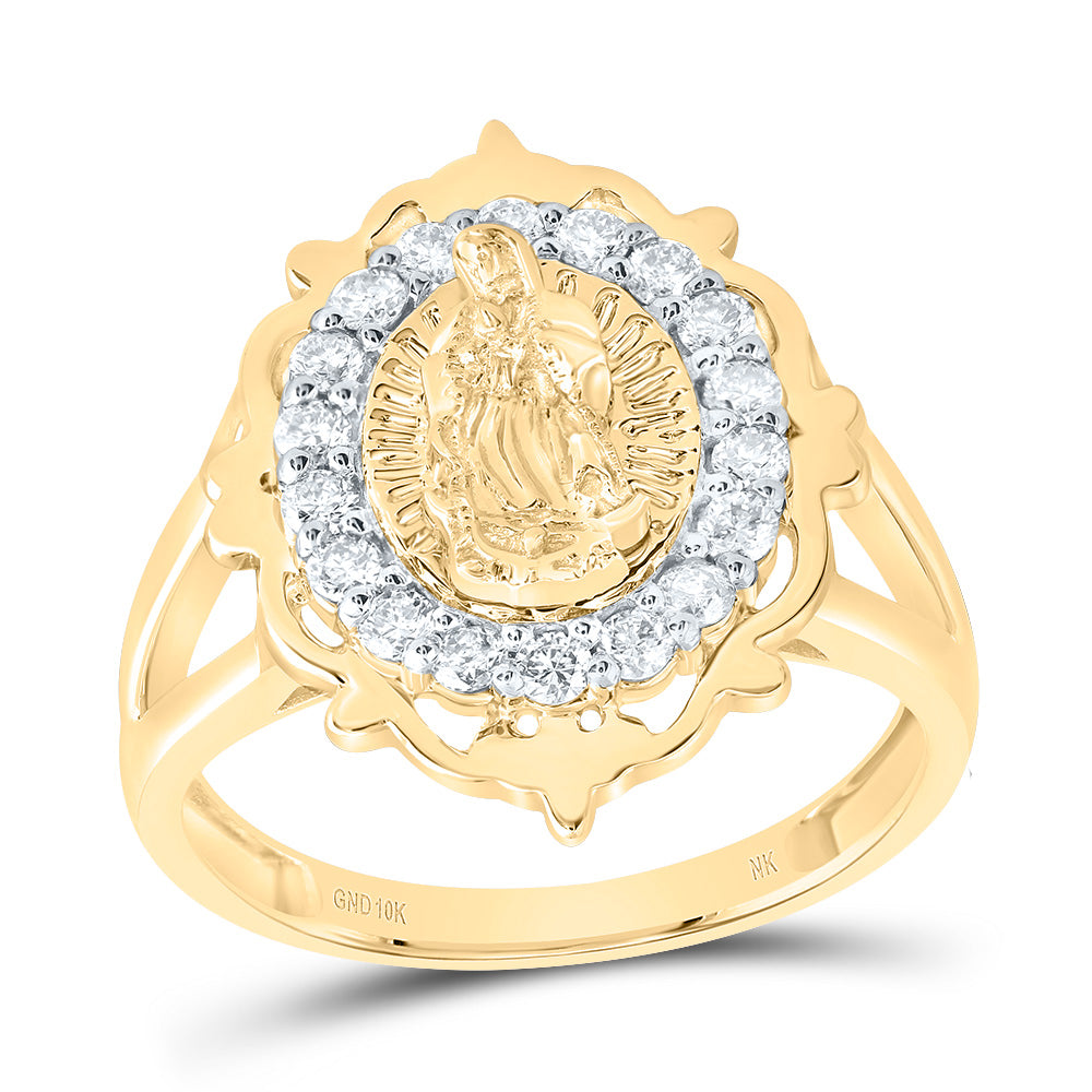 3/8Ctw-Dia Nk Fashion Virgin Mother Mary Ladies Ring (3.69 grams)