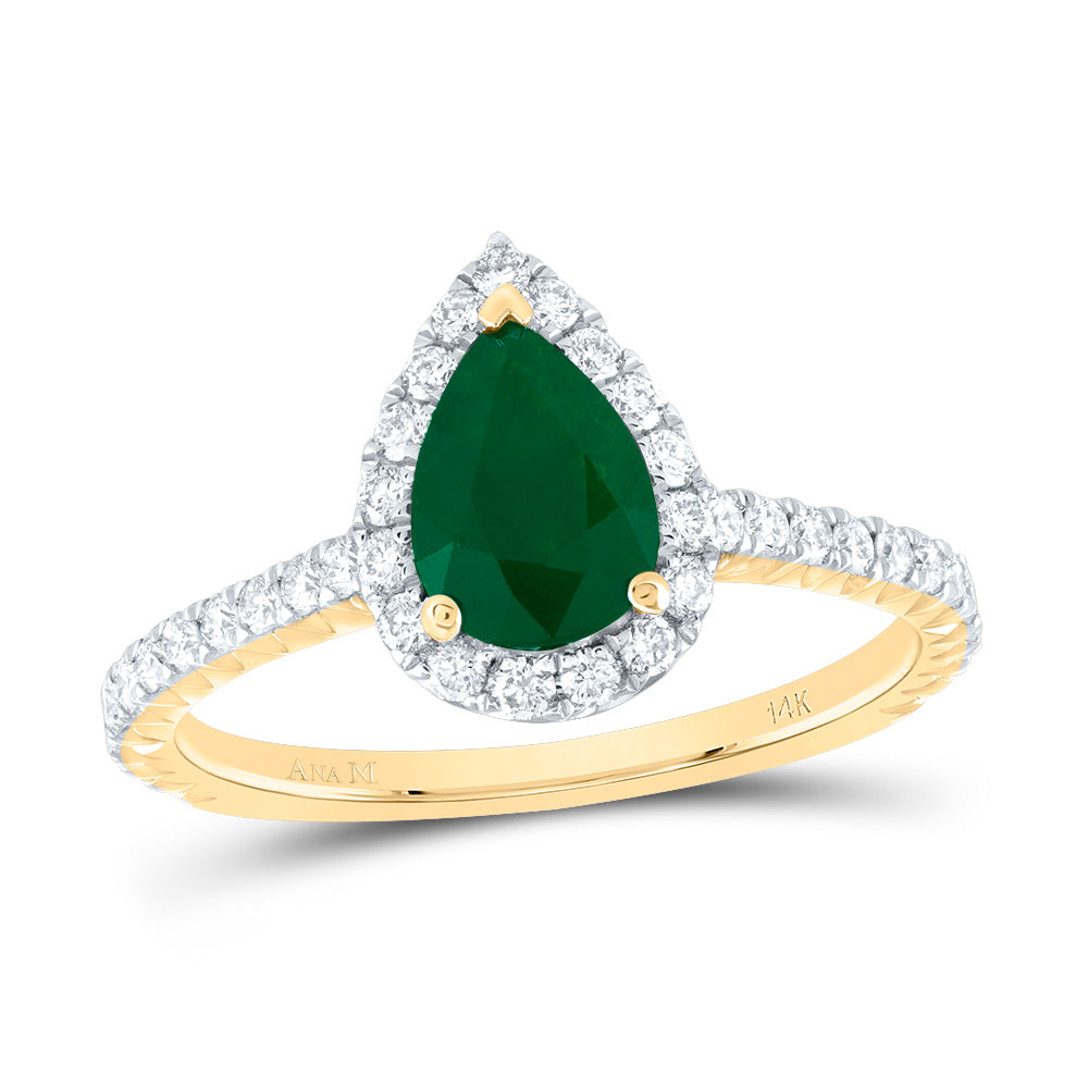 1/2Ctw-Dia Ana M 8X5.5Mm-Ps-Em Nat Gem Single Halo Engagement Ring (2.67 grams)