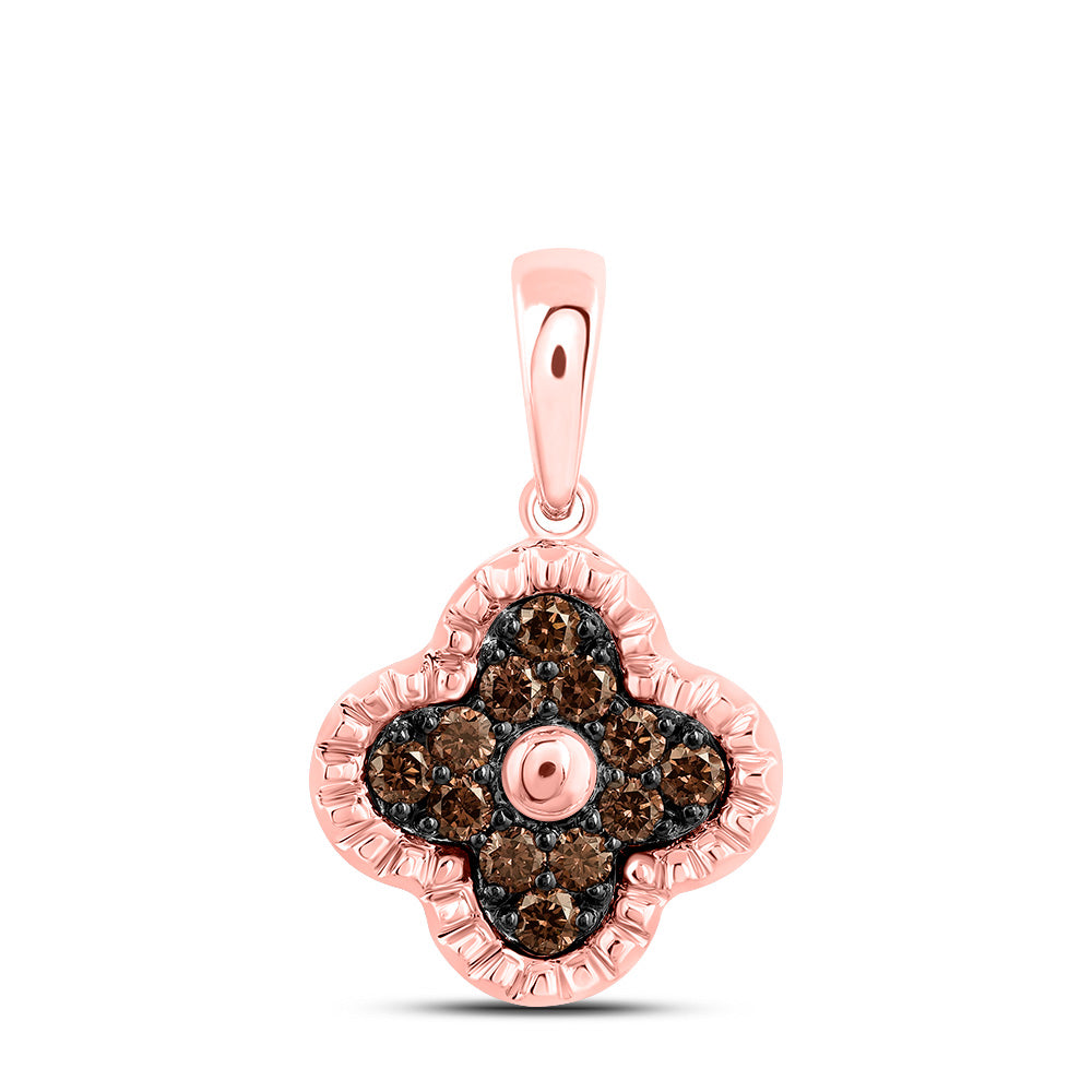 1/5Ctw-Dia Cognac Natural Gift Clover Pendant  (1.2352 grams)