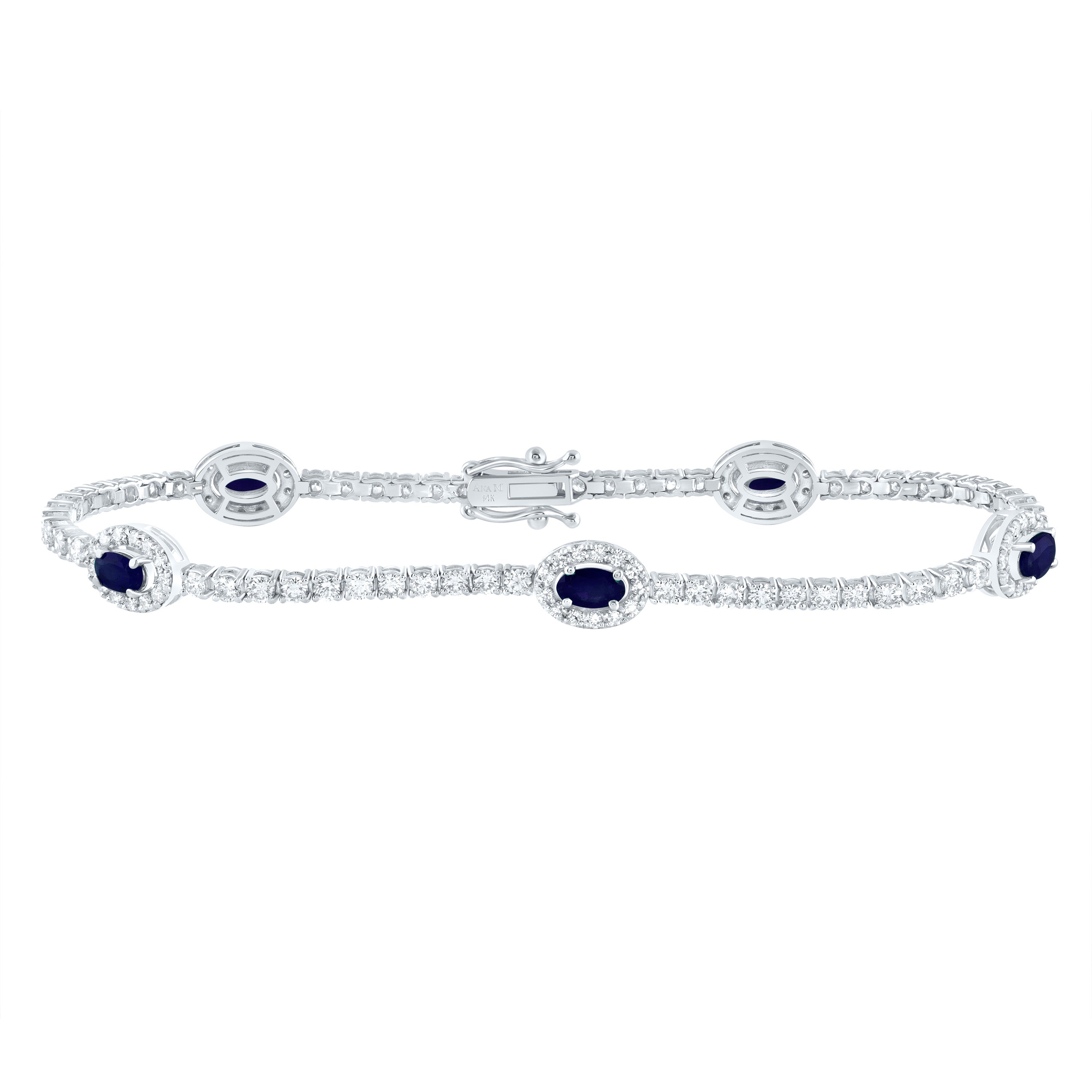 2 1/3Ctw-Nat Dia Ana M 1 1/2Ctw Ov-Bs Nat Gem Fashion Bracelet (7 Inch) (7.02 grams)