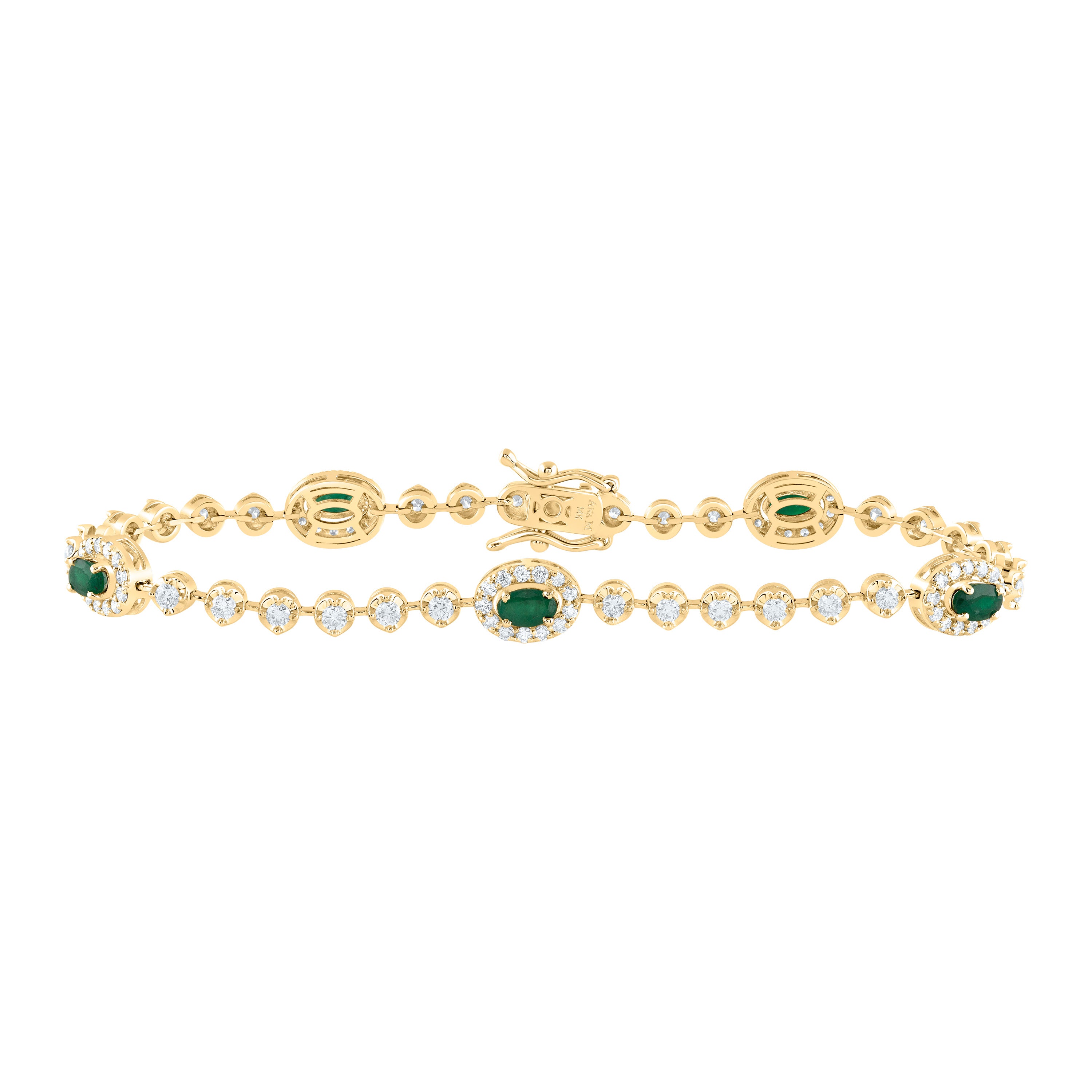 1 1/2Ctw-Nat Dia Ana M 1Ctw Ov-Em Nat Gem Fashion Bracelet (7 Inch) (8.68 grams)