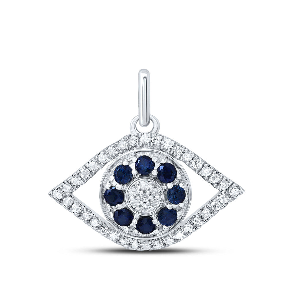 1/6 Ctw-Dia Cn 1/3Ctw-Rd-Bs Nat Gem Evil Eye Pendant (1.209 grams)