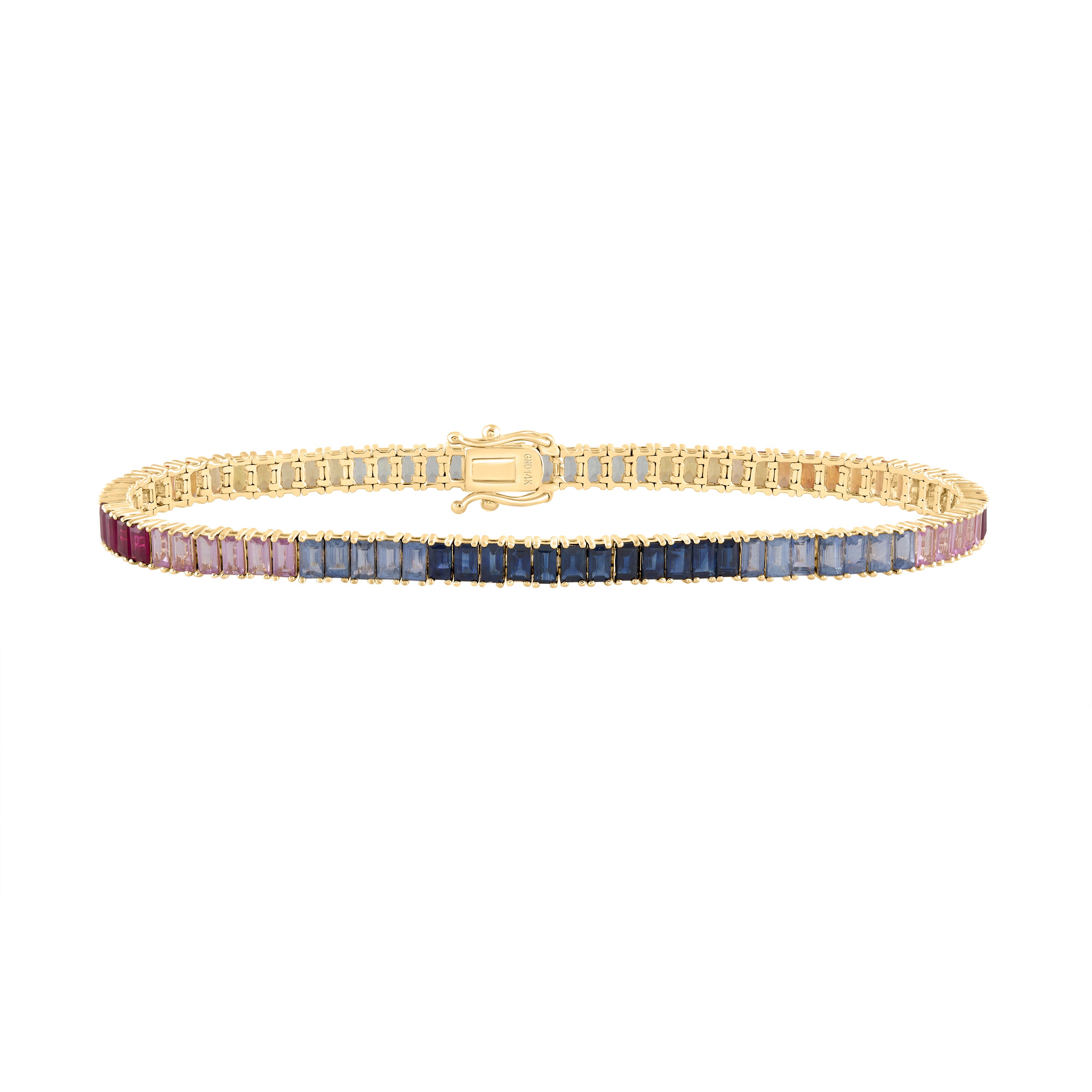 9 1/2Ctw Bag-Nat Gem Multi Clr Tennis Bracelet (7 Inch) (8.1 grams)