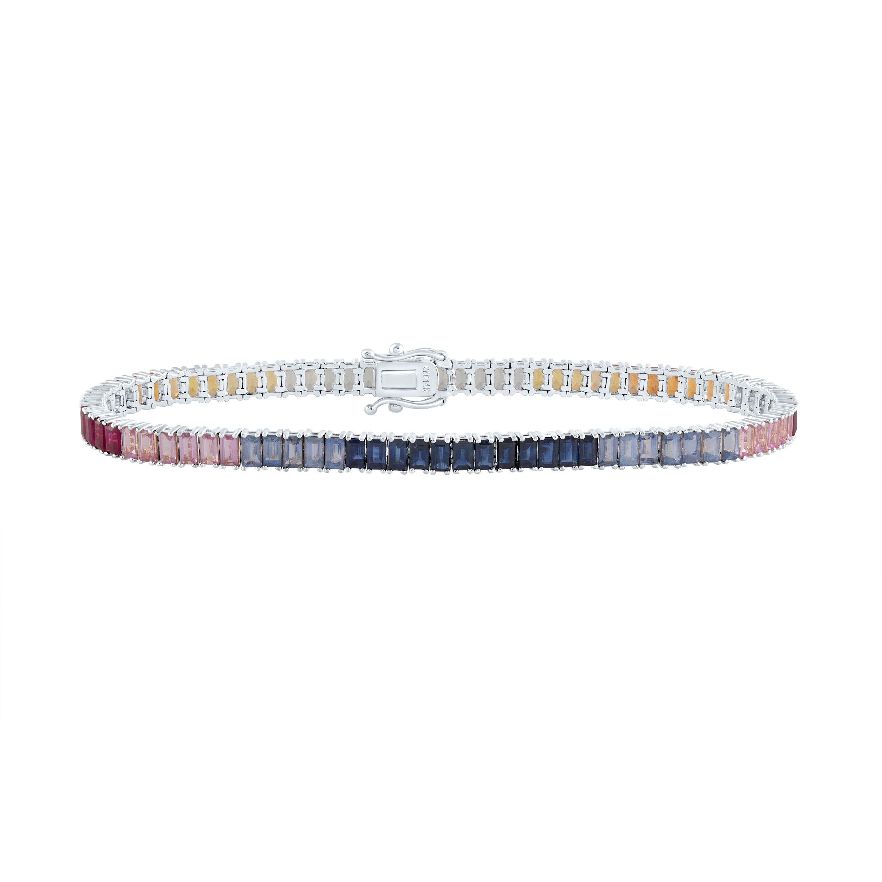 9 1/2Ctw Bag-Nat Gem Multi Clr Tennis Bracelet (7 Inch) (7.81 grams)