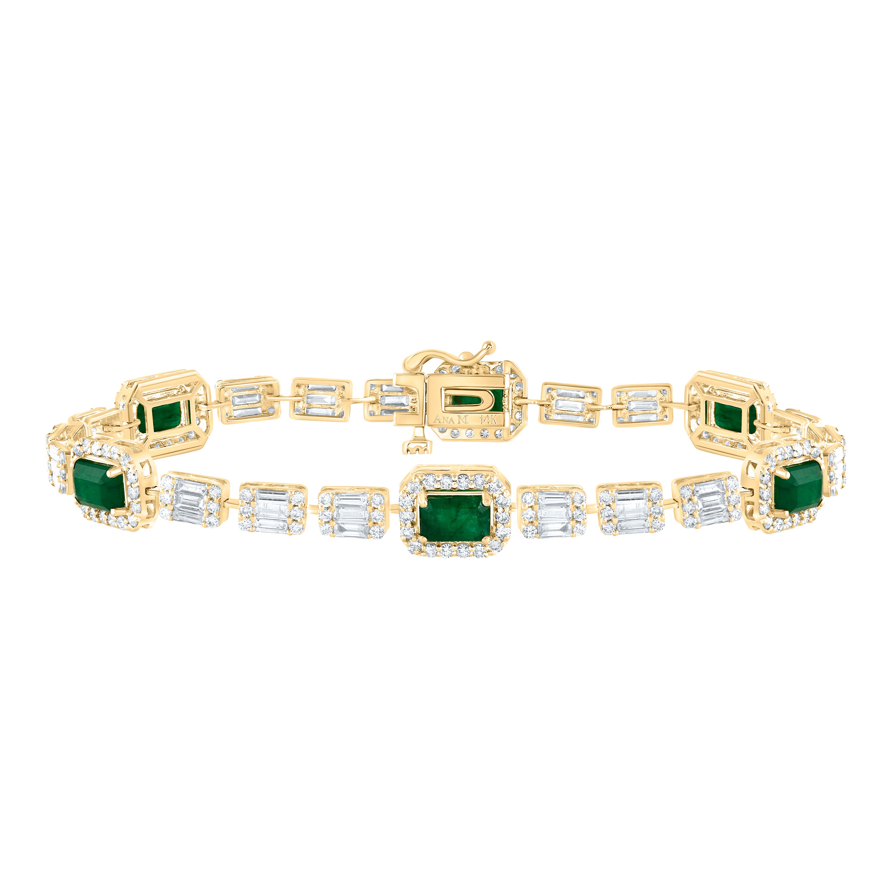 3Ctw-Nat Dia Ana M 3 5/8Ctw Em-Em Nat Gem Fashion Bracelet (7 Inch) (9.7 grams)