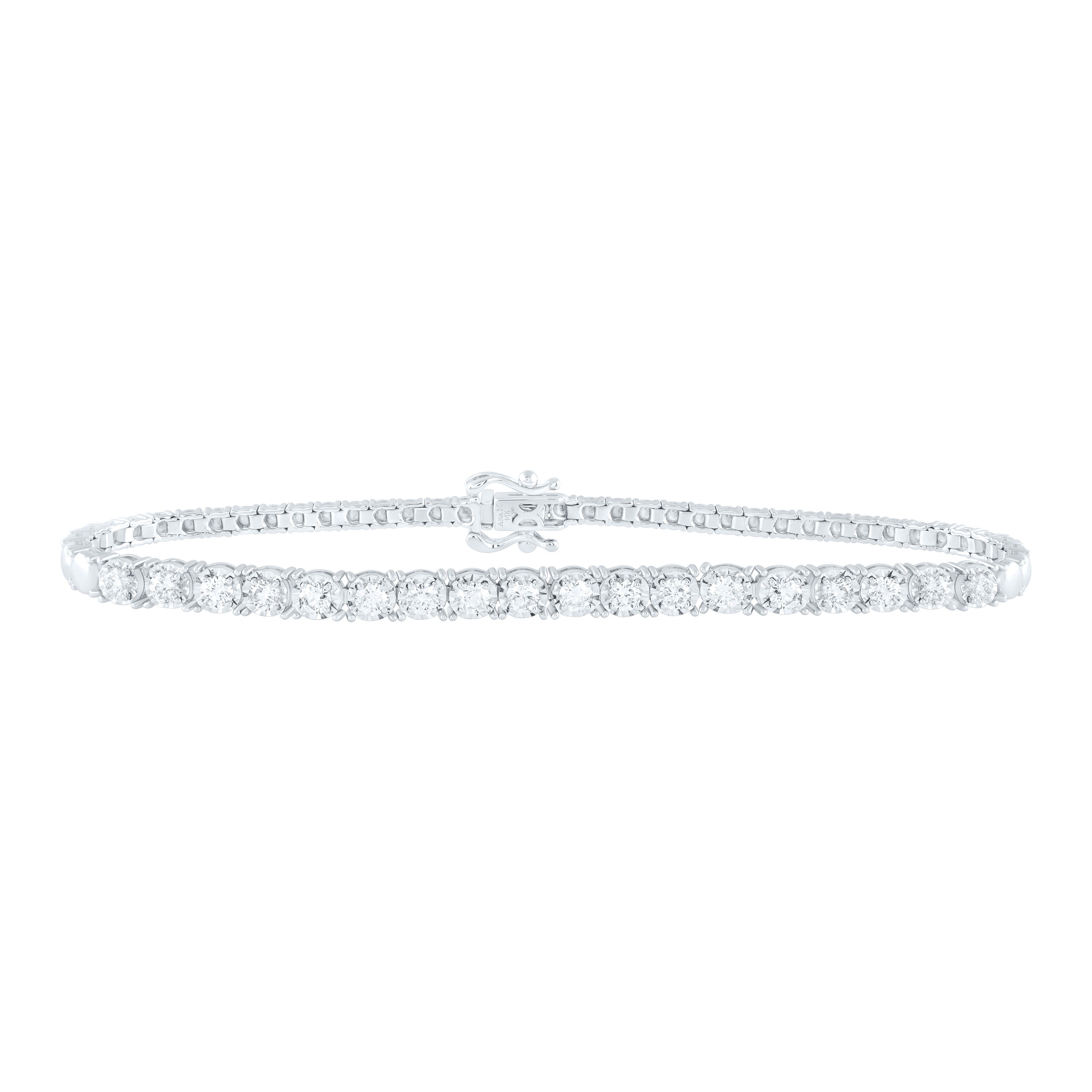 1 1/2Ctw-Nat Dia Ana M Fashion Round Tennis Bracelet (7 Inch)