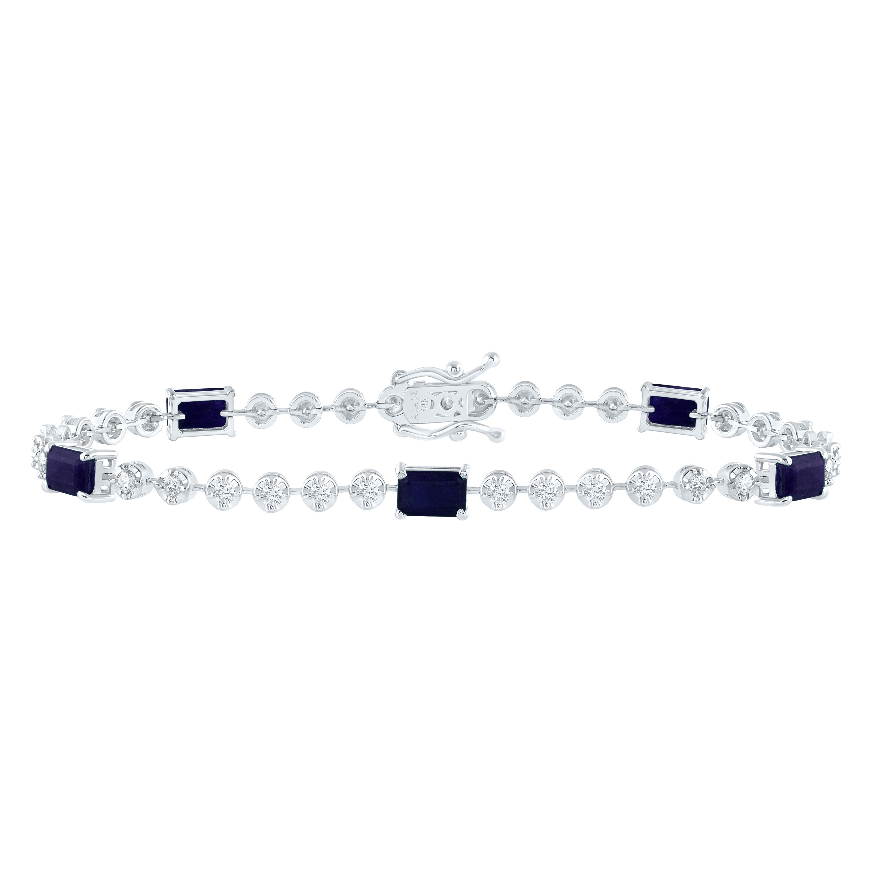 1Ctw-Nat Dia Ana M 4 Ctw Em-Bs Nat Gem Fashion Bracelet (7 Inch) (7.4 grams)