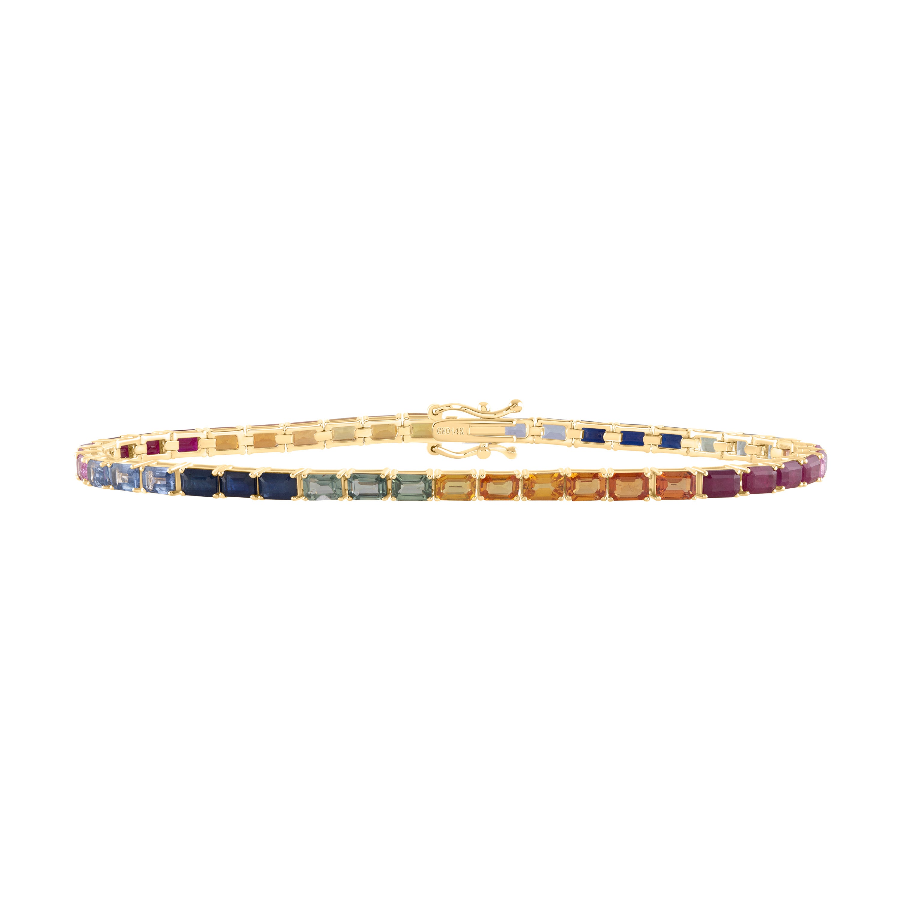 10 Ctw Em-Nat Gem Multi Clr Tennis Bracelet (7 Inch) (6.41 grams)