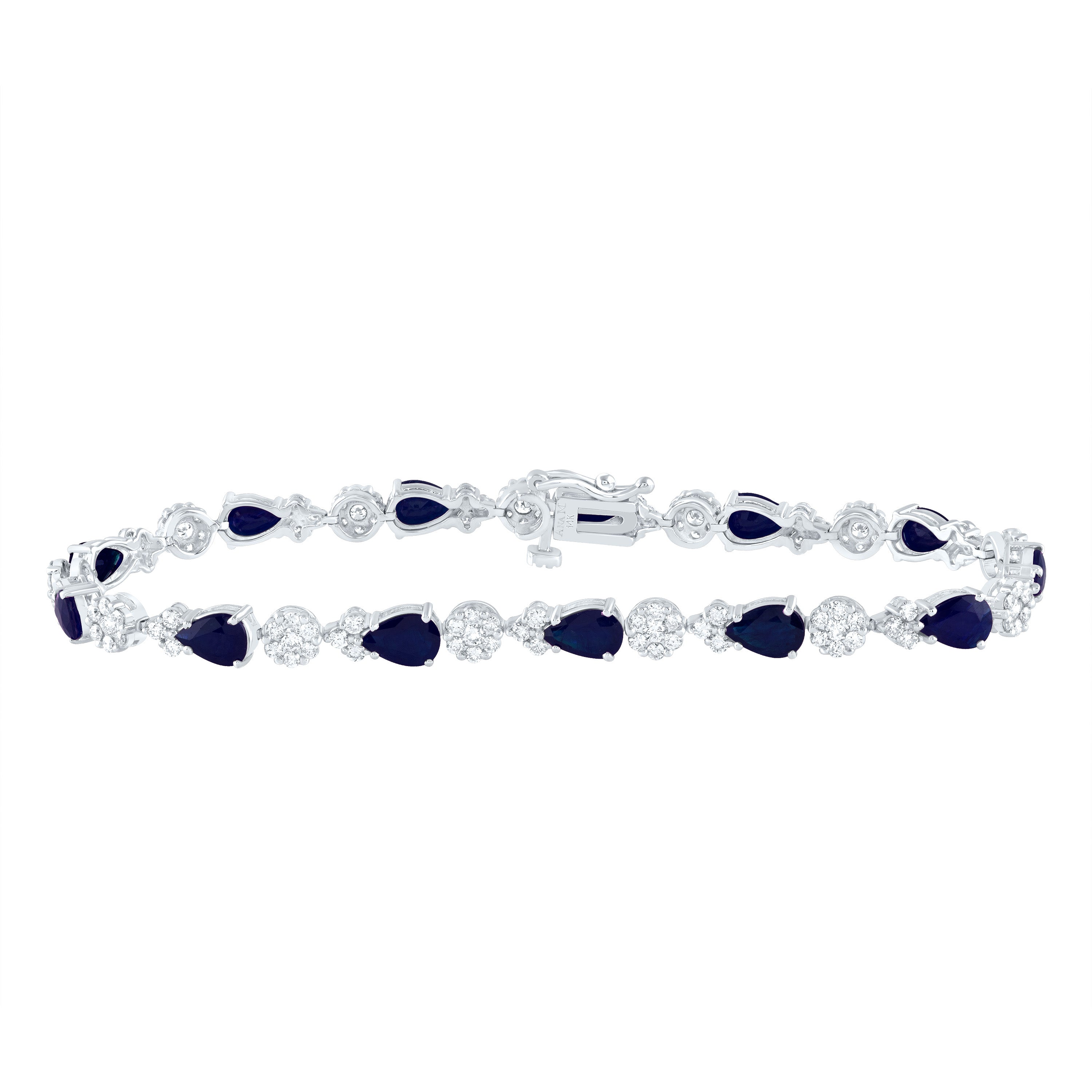 1 5/8Ctw-Nat Dia Ana M 5 7/8Ctw Ps-Bs Nat Gem Fashion Flower Bracelet (7 Inch) (7.36 grams)