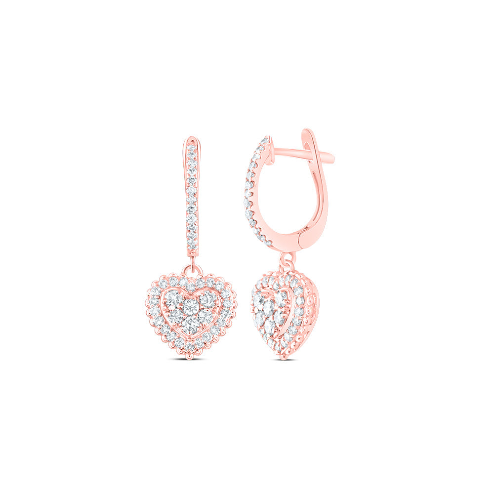 5/8Ctw-Nat Dia Ana M Fashion Heart Dangling Earring