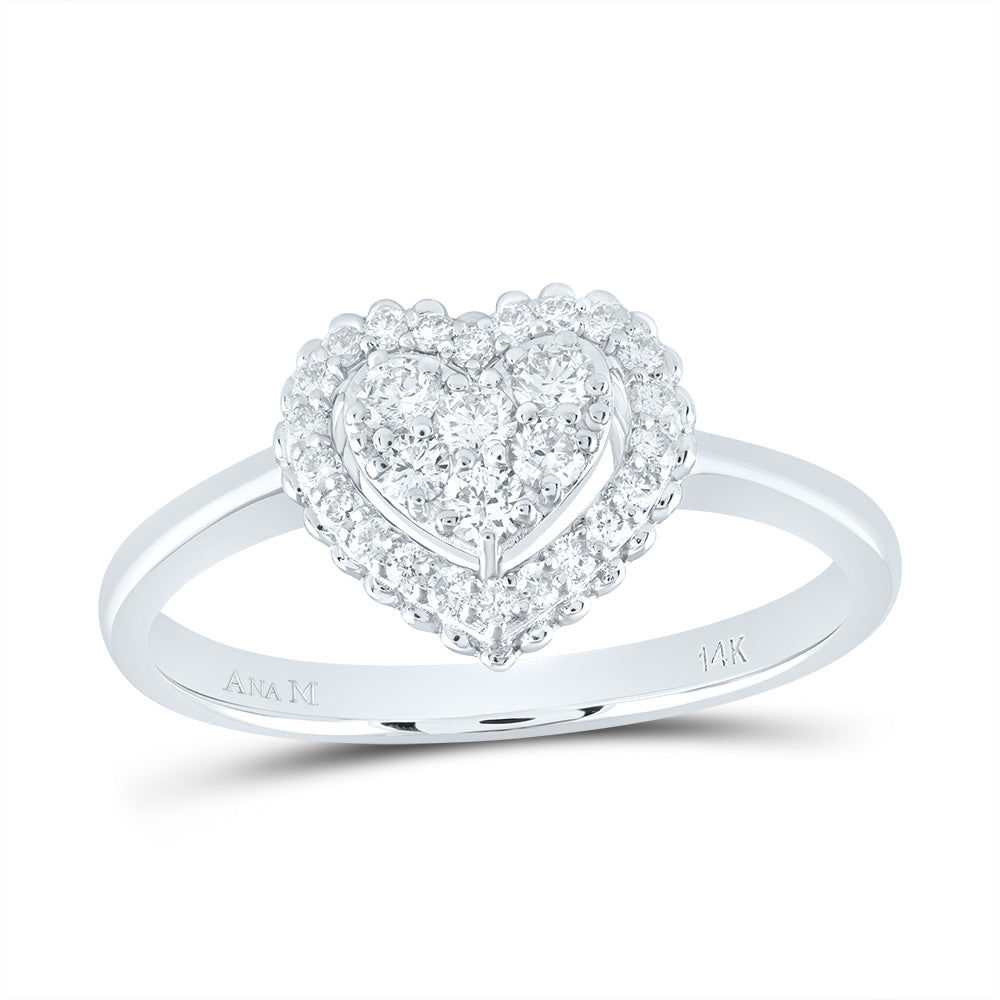 1/3Ctw-Nat Dia Ana M Fashion Heart Ring (2.45 grams)