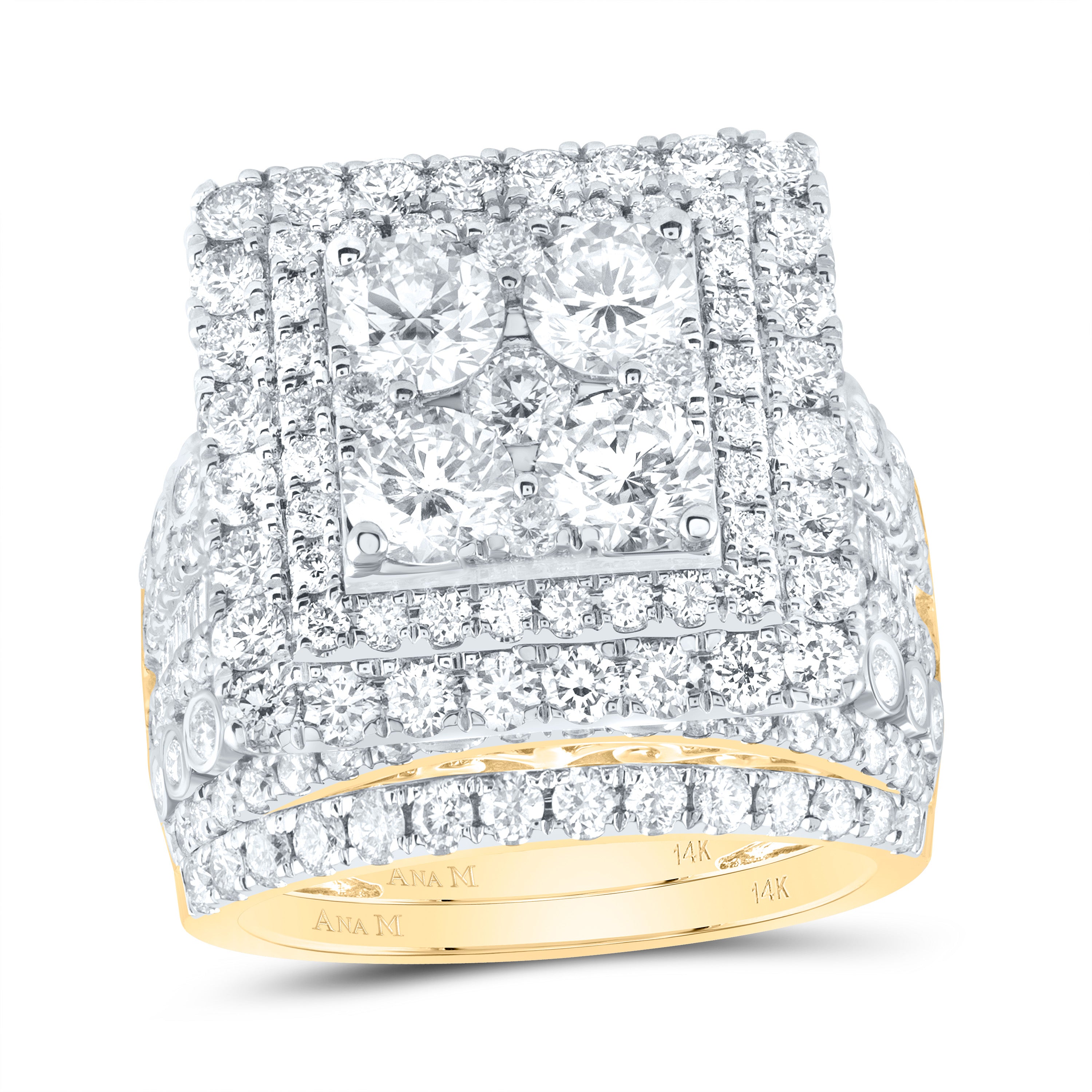 5Ctw-Dia Ana M Square Single Halo Bridal Set (11.46 grams)