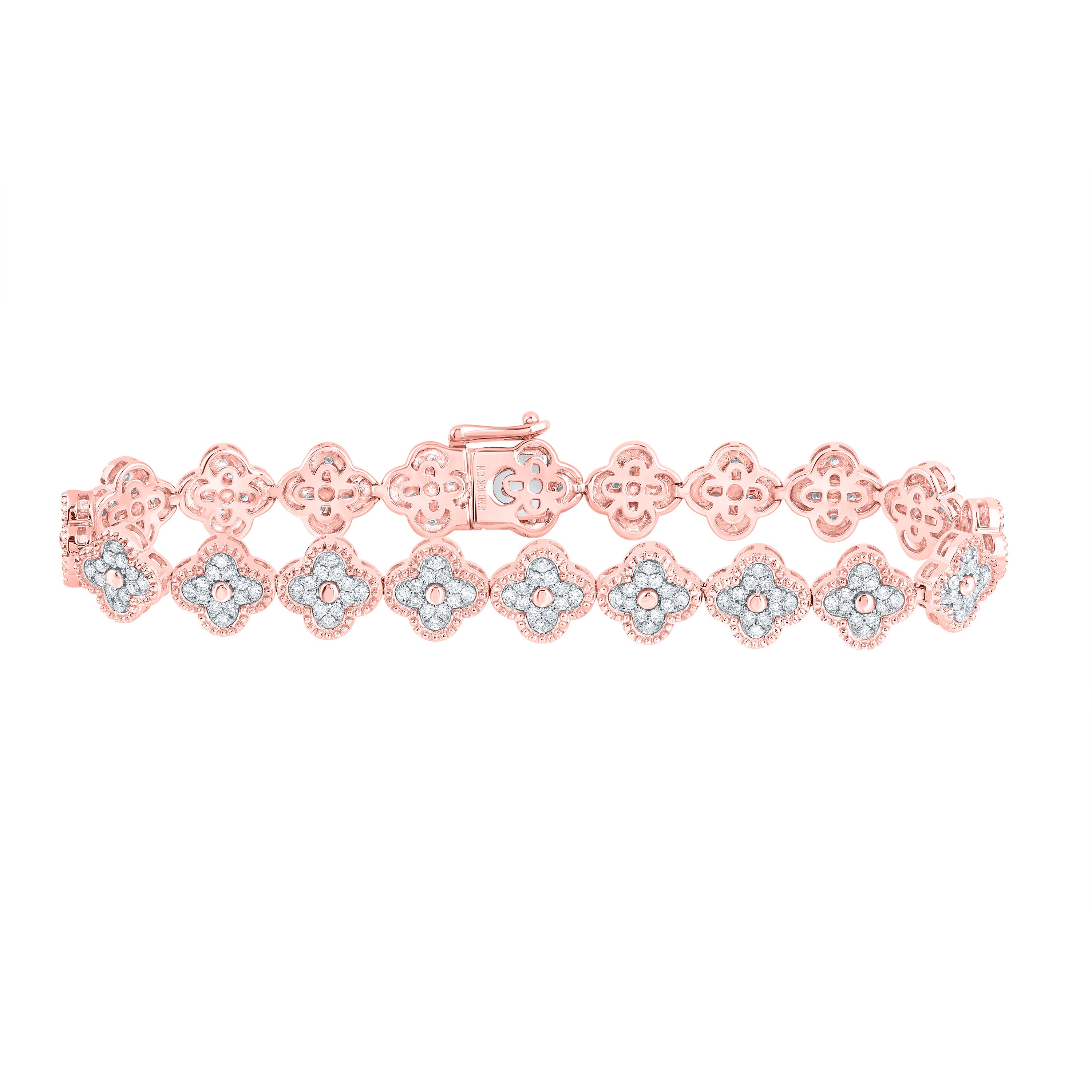 1 3/4Ctw-Nat Dia Cn Fashion Clover Bracelet (7 Inch) (15.966 grams)