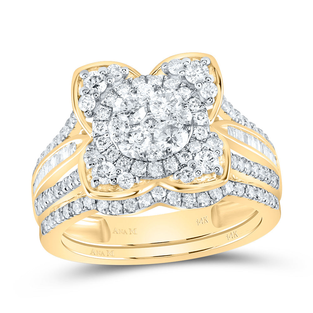 1 1/3Ctw-Dia Ana M Fashion Flower Bridal Set (5.58 grams)