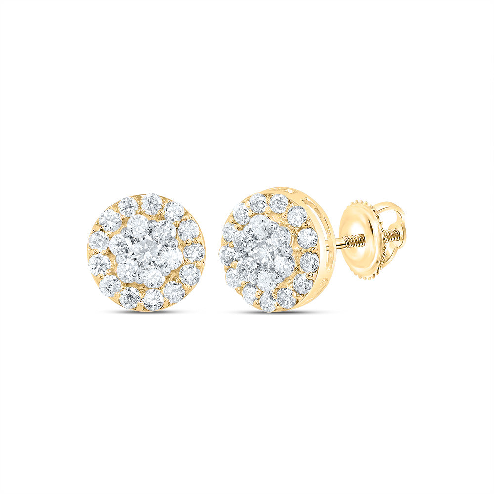 3/4Ctw Dia Nk Round Flower Stud Earring