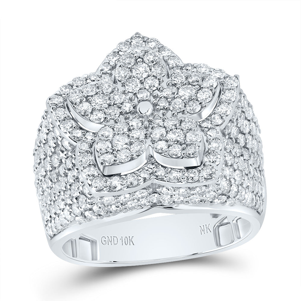 3 Ctw-Nat Dia Nk Fashion Flower Ring (8.5 grams)