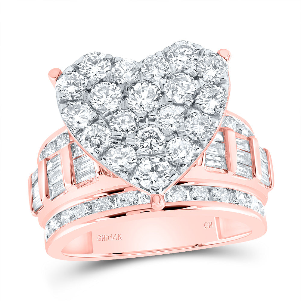 3Ctw-Nat Dia Cn Fashion Heart Ring (7.38 grams)