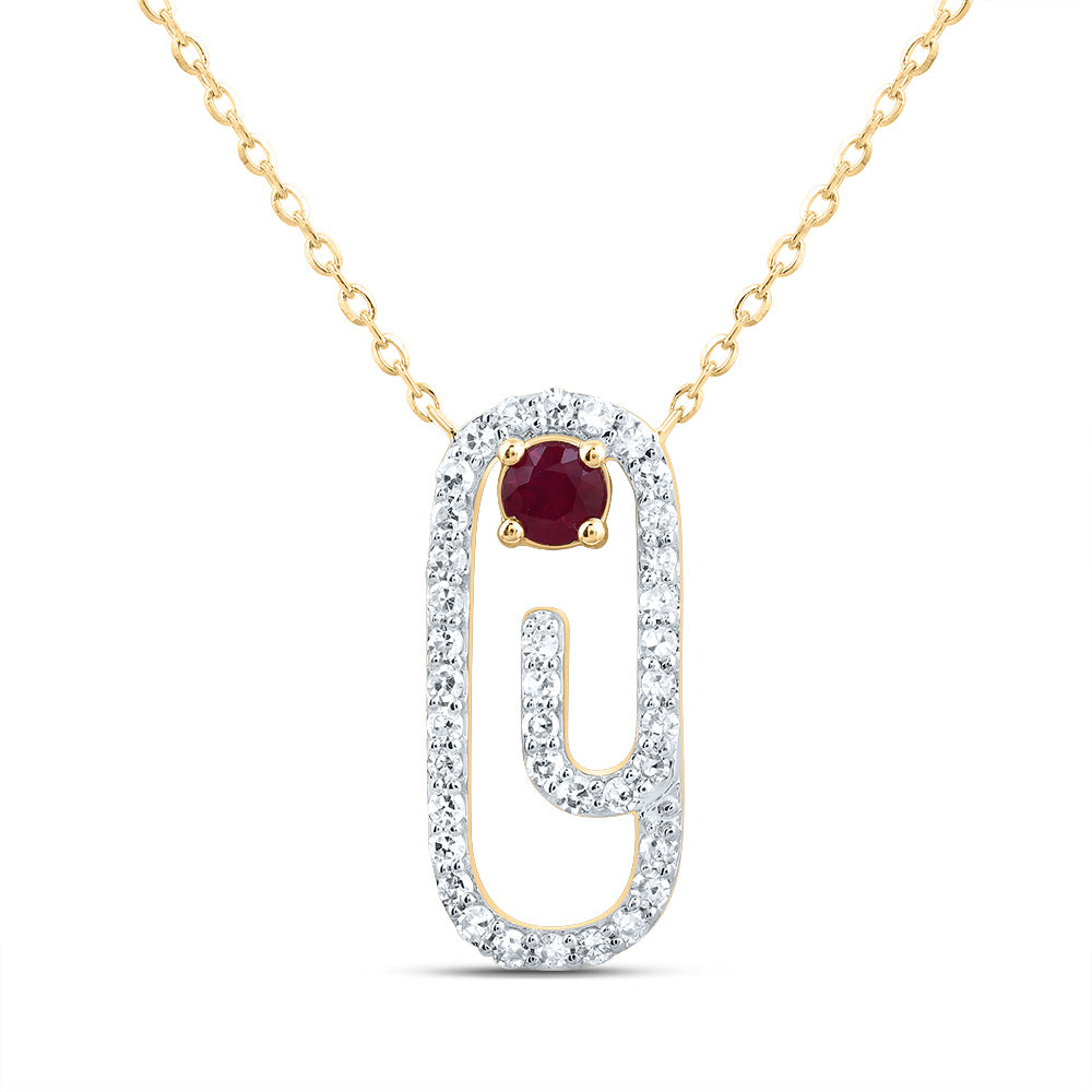 1/5Ctw-Nat Dia Cn 3Mm Rd-Ru Nat Gem Paper Clip Neckalce(18 Inch) (1.885 grams)