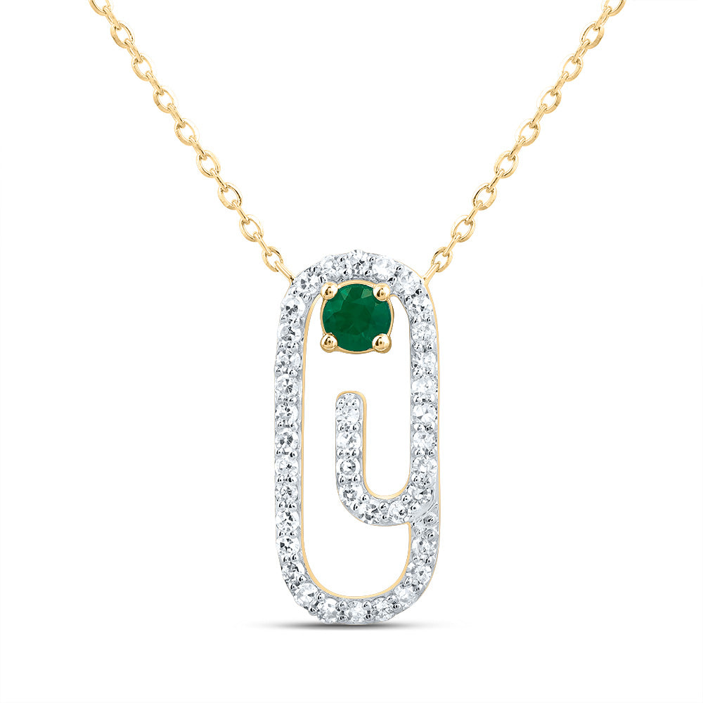 1/5Ctw-Nat Dia Cn 3Mm Rd-Em Nat Gem Paper Clip Neckalce(18 Inch) (1.79 grams)