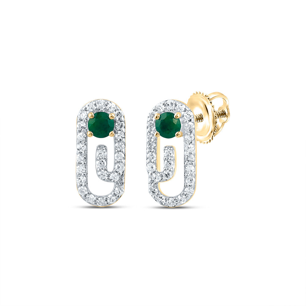 1/5Ctw-Nat Dia Cn 2.5Mm Rd-Em Nat Gem Paper Clip Stud Earring