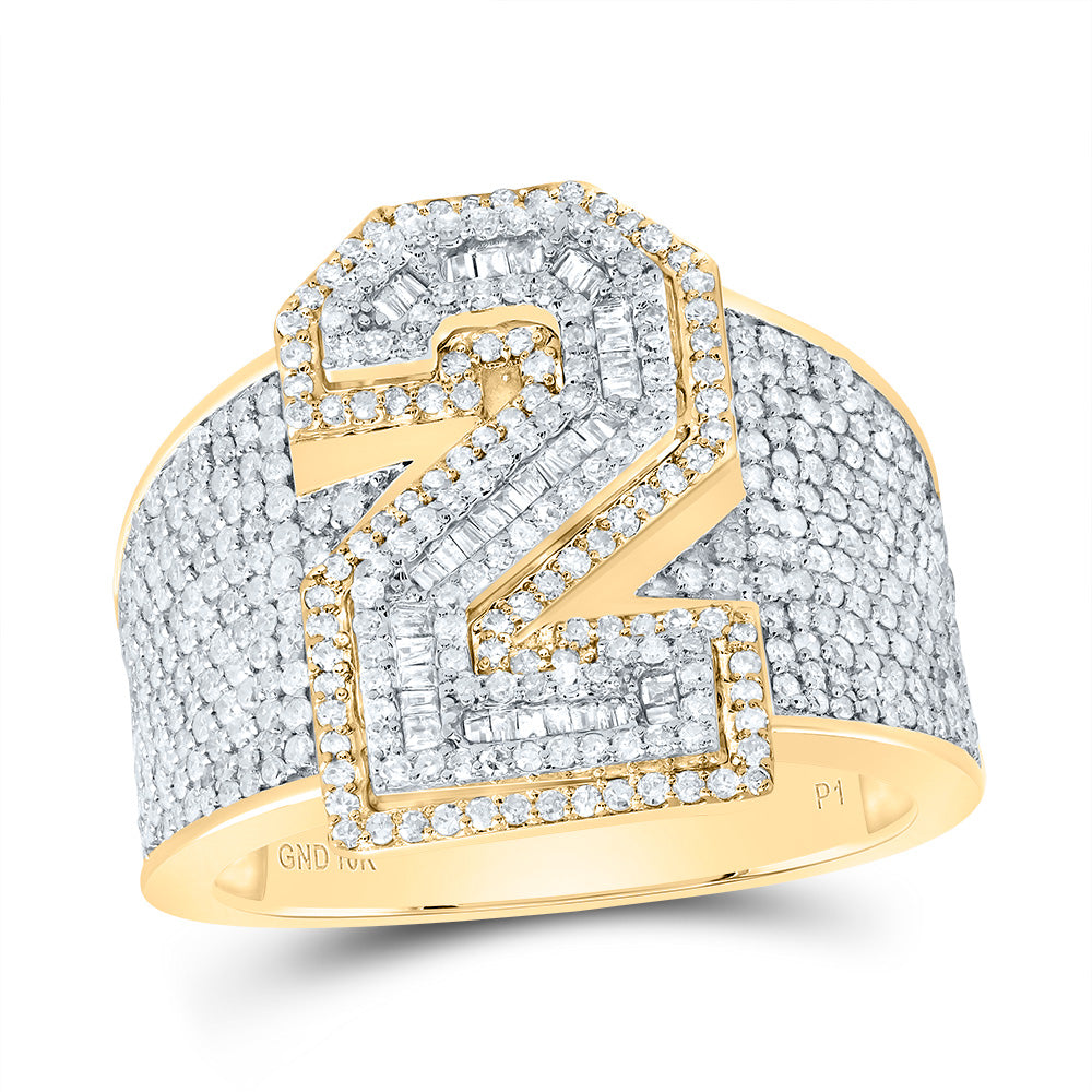 1 5/8Ctw-Dia P1 Number "2" Men's Ring (8.61 grams)