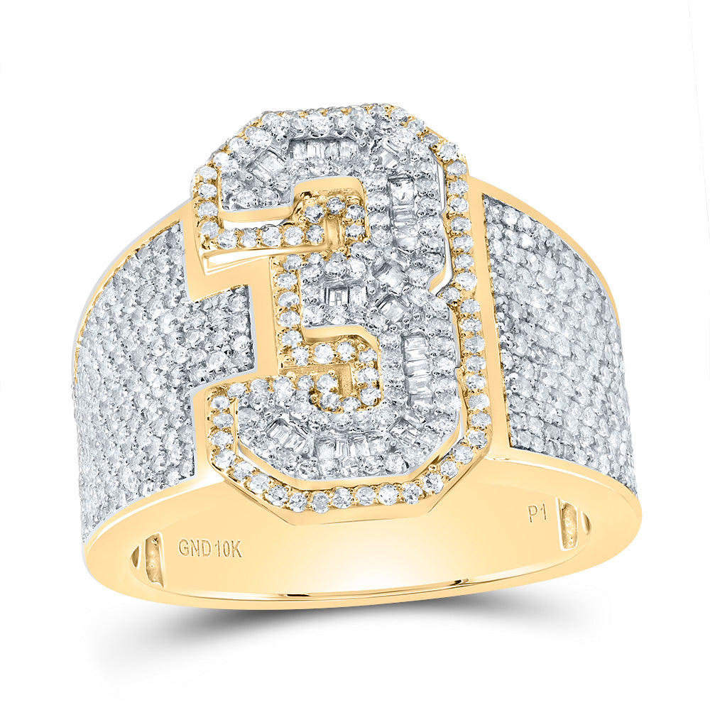 1 1/2Ctw-Dia P1 Number "3" Men's Ring (9.25 grams)