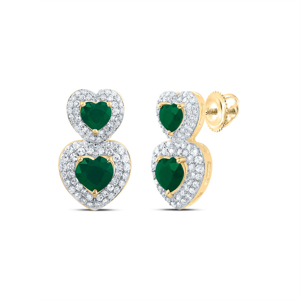 1/2Ctw-Nat Dia Cn 1 5/8Ctw Hs-Em Nat Gem Fashion Heart Earring
