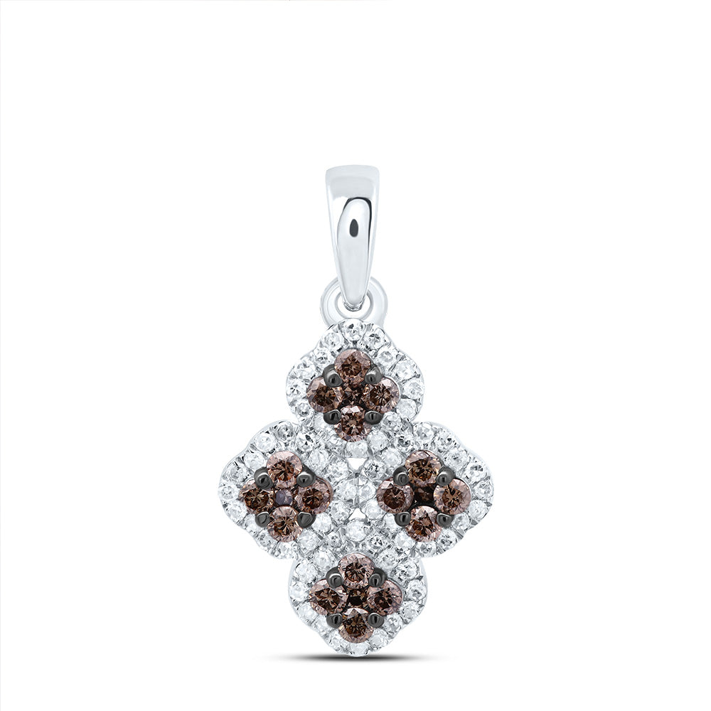 1/3Ctw-Dia P1 Gift Cognac Natural Diamond Clover Pendant (0.8676 grams)