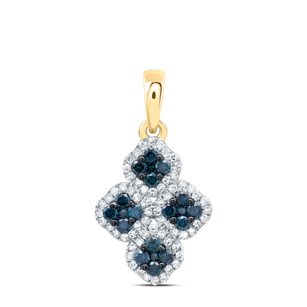 3/8Ctw-Dia P1 Gift Blue Diamond Clover  Pendant (0.870667 grams)