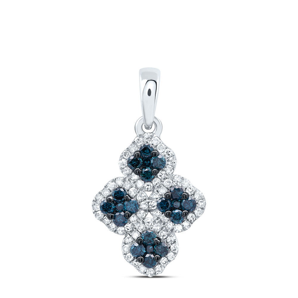 3/8Ctw-Dia P1 Gift Blue Diamond Clover  Pendant (0.870667 grams)