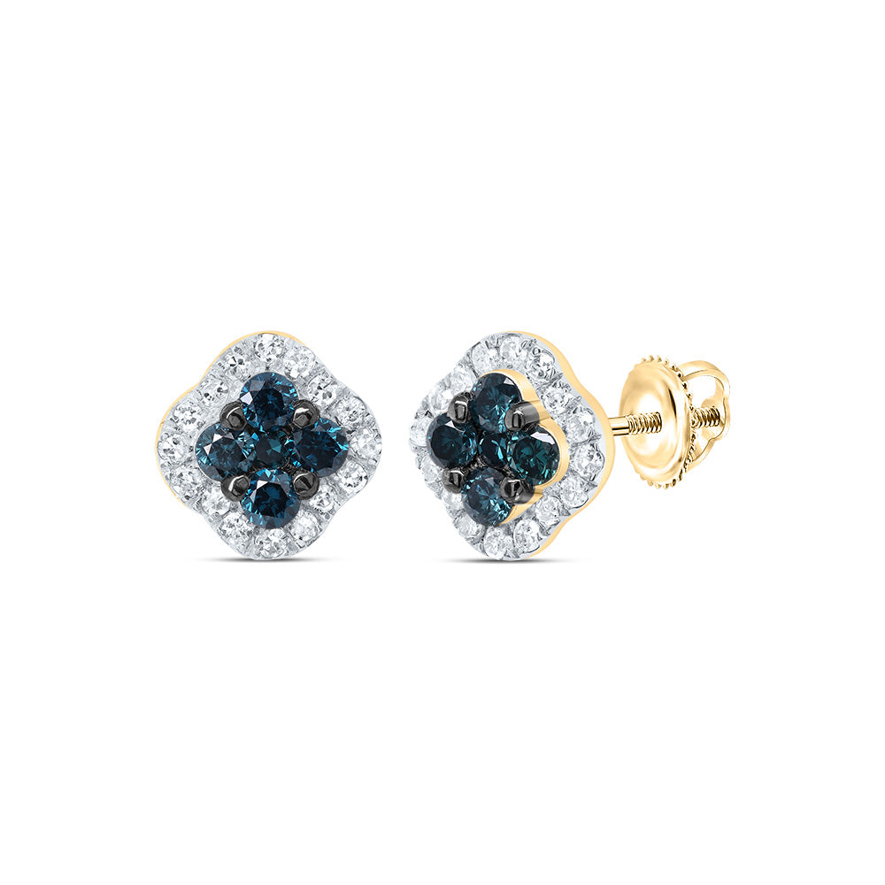 1/3Ctw-Dia P1 Gift Blue Diamond Clover Stud Earring